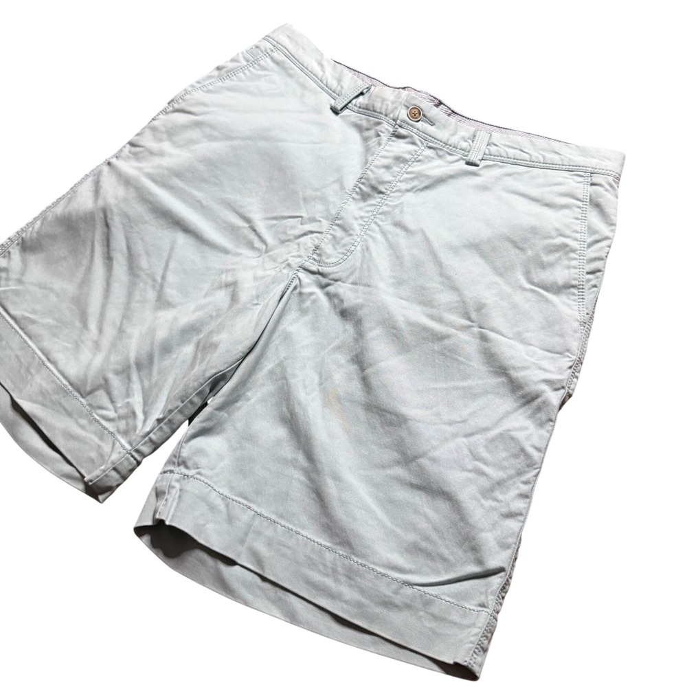 Tommy Bahama Chino Shorts Mens 33 Light Blue Seafoam Cotton Tencel Blend Stretch